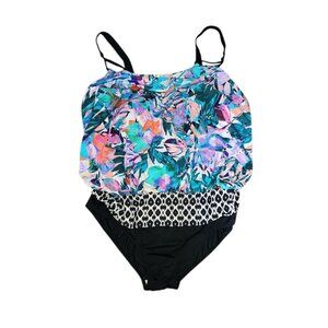 Swimsuits‎ For All Swimsuit Womens Size 18 Floral Mixed Print One Piece NWOT